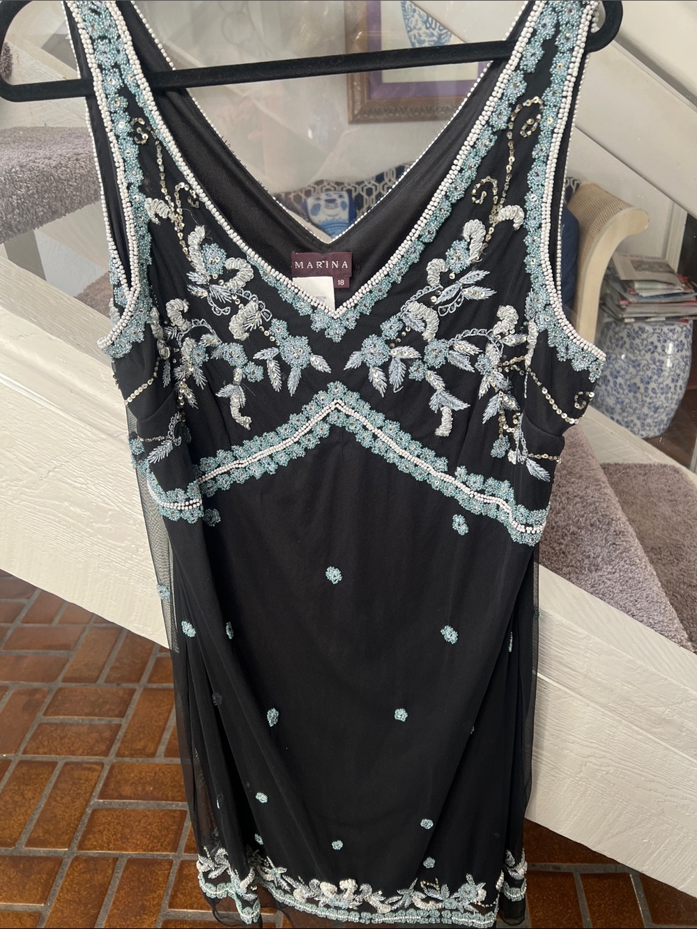 Beautiful MARINA Vintage Black Flapper style with heavy beading